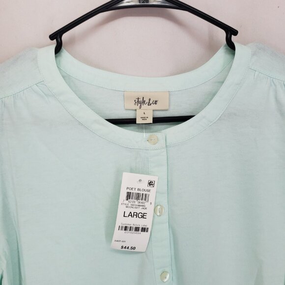 Style & Co Poet Blouse Large Moonlight Jade (AT) - Picture 2 of 6
